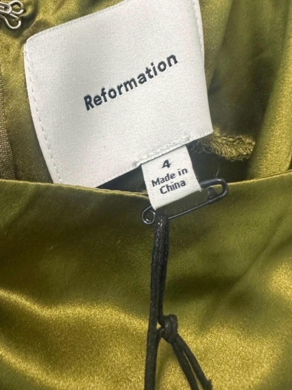 Reformation Daniela Silk Dress | Olive Green | NWT - Picture 9 of 10